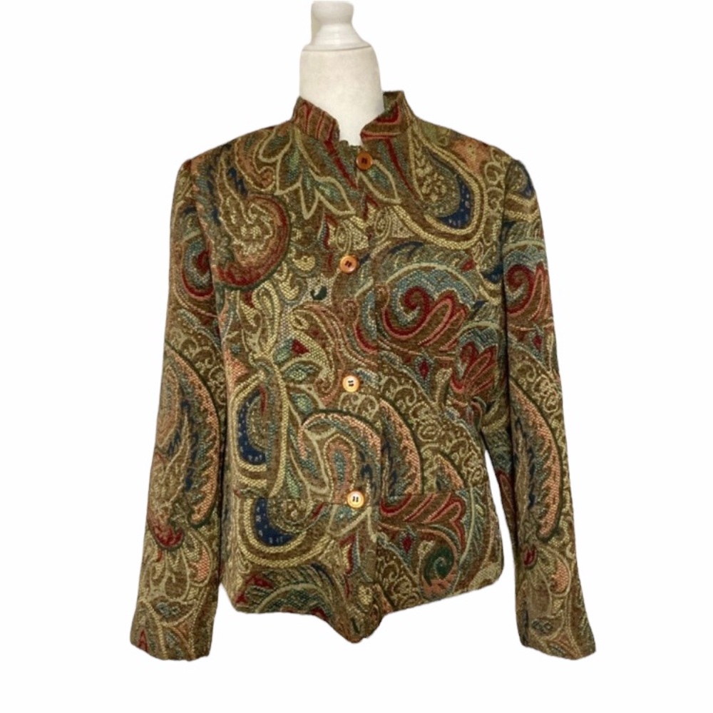 Chadwicks Vintage Multi Colored Tapestry Print Jewel Toned Jacket
